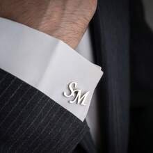 Custom Engraved Cufflinks For Men - Elegant Stainless Steel Platinum-Plated, Suitable For Suits And Shirts - Ideal Gift For Father, Husband, Boyfriend, Son - Available In English Letters Only