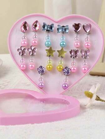 Clip-On Earrings For Teen, Cute Floral, Star, Butterfly Designs, Non-Pierced Earrings Set For Girls