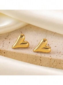 Transfrontalier En Gros Européen Et Américain Style 18K Plaqué or En Acier Inoxydable Femme Boucles D'oreilles Avec Doré Design Cœur Pendentif , Femme Mode Bijou
