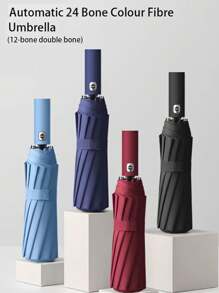 24 伞骨全自动雨伞，适用于学校、办公室、家庭、旅行男孩情人节心形情人节