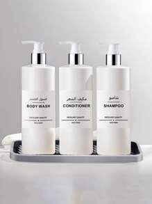 WCIC 500 مل/16.9 أونصة سائلة قابل لإعادة التعبئة موزع شامبو ومنعم مع ملصقات، زجاجة بلاستيكية بحجم 500 مل ذات كتف مسطح ودائري لغسول الجسم، مجموعة موزعات للصابون السائل والصابون المنزلي، زجاجات شامبو لغسول الجسم والزيت والصابون السائل والصابون المنزلي، ملصقات لتسمية الشامبو/المنعم/غسول الجسم ديكور حمام المنزل ديكور الخريف عودة إلى المدرسة