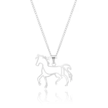 Hollow Horse Necklace Does Not Rust Does Not Turn Black Stainless Steel Silver Horseshoe Chain Thin Chain - 45公分 - 查看 3
