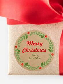 12/24/40pcs Customized Christmas Gift Kraft Paper Stickers, Personalized Name Text Christmas Gift Labels, Diy Label Circular Stickers With Flower Design, Vintage Christmas Sticker Gift Packaging Label Paper, Holiday Self-Adhesive Christmas Gift Labels, Christmas Personalized Gift Decoration, Party Small Gifts, Scene Decoration And Unique Christmas Gifts, Suitable For Gift Boxes - Multicolor - View 18