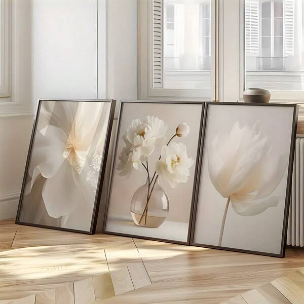 1/3 Stück moderne Kunstplakate, bohemische Blumen, Vasen Kunstleinwand Ölgemälde Poster, für Schlafzimmer, Wohnzimmer, Esszimmer, Café, Büro, Studium, Flur, Schlafsaalzimmer Dekoration, ideales Geschenk für Freunde, Wandkunst Leinwand, Wanddekoration, Heimdekoration, Raumdekoration Leinwandmalereien, Rahmenlos