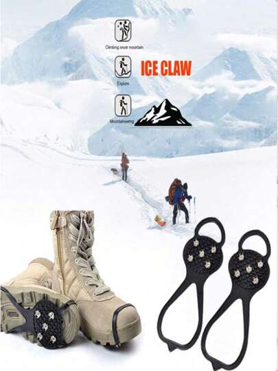 1 para uniwersalnych antypoślizgowych raków z kolcami, kolce do przyczepności na lodzie ze stalowymi ćwiekami, przyczepność na lodzie i śniegu do chodzenia, biegania, wędrówek, polowań, wędkowania