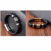 Brazalete tejido de moda para hombres, diseño clásico y versátil, regalo para padre/novio