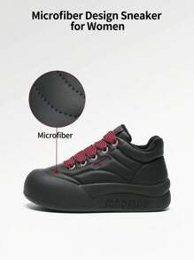 somiliss 1 Đôi giày thể thao cổ cao lót lưới giữ nhiệt thông thường dành cho nữ, buộc dây, đế dày màu đen, chống trượt, giày đi bộ ngoài trời thời trang cổ điển mới thu đông 2024 - màu đen - Xem 5