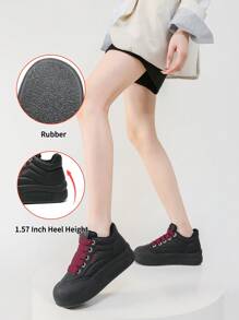 somiliss 1 Đôi giày thể thao cổ cao lót lưới giữ nhiệt thông thường dành cho nữ, buộc dây, đế dày màu đen, chống trượt, giày đi bộ ngoài trời thời trang cổ điển mới thu đông 2024 - màu đen - Xem 7