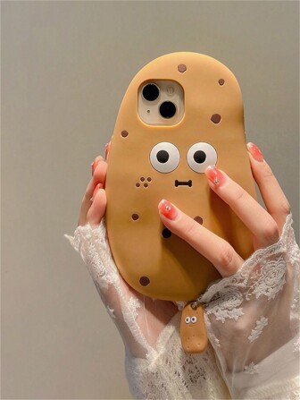 可爱土豆形手机壳配土豆挂件，适用于 11 12 13 14 15 16 17 Pro Max Pro，趣味创意表情，防震软壳，卡通风格