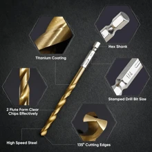 13/50/99pcs Ultimate Titanium Coated High Speed Steel Drill Bit Set, Hex Shank, Suitable For Steel, Aluminum And Copper, Drill Bit Range 0.15cm - 1cm, With Storage Case,Tool Accessories