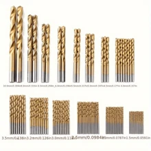 13/50/99pcs Ultimate Titanium Coated High Speed Steel Drill Bit Set, Hex Shank, Suitable For Steel, Aluminum And Copper, Drill Bit Range 0.15cm - 1cm, With Storage Case,Tool Accessories