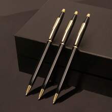 3支装小型金属圆珠笔，1.0毫米黑色墨水，书写流畅，是办公室、商务、宾客留言簿、圣诞节和毕业典礼的完美礼物。返校季 - 細長款 - 查看 1