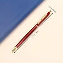 3支装小型金属圆珠笔，1.0毫米黑色墨水，书写流畅，是办公室、商务、宾客留言簿、圣诞节和毕业典礼的完美礼物。返校季 - 細長款 - 查看 3