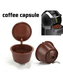 1 pieza/2 piezas/3 piezas/5 piezas Cápsulas de café reutilizables de color marrón compatibles con accesorios de café recargables, de vuelta a la escuela
