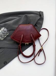 1 Stück neue vintage weinrote Handtasche, modische lässige Umhängetasche, einfache Umhängetasche, vielseitige Mini-Tasche für den täglichen Gebrauch in der Stadt - Bordeaux - Übersicht 9