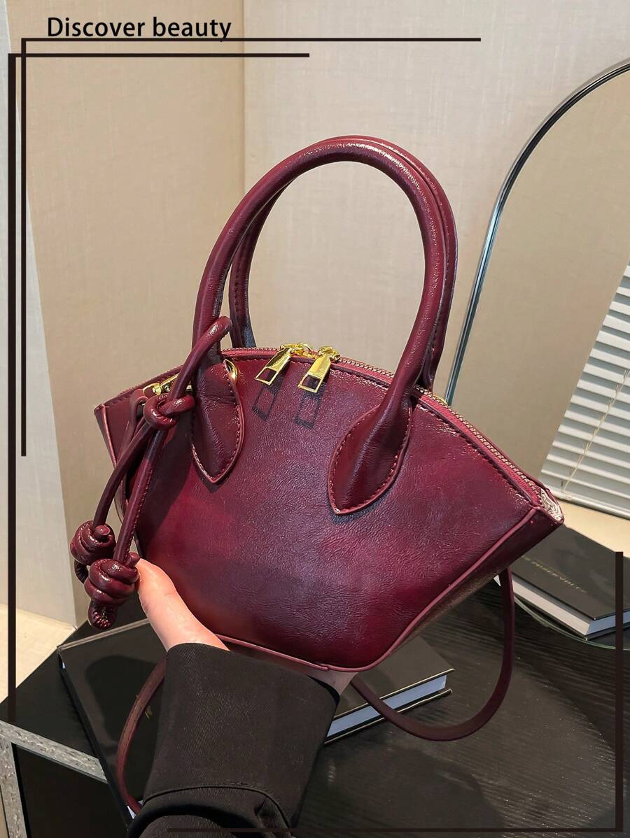 1 Stück neue vintage weinrote Handtasche, modische lässige Umhängetasche, einfache Umhängetasche, vielseitige Mini-Tasche für den täglichen Gebrauch in der Stadt - Bordeaux - Übersicht 1