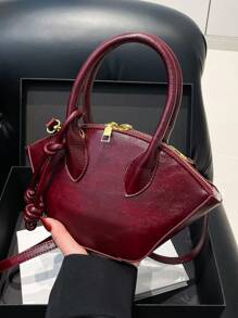 1 Stück neue vintage weinrote Handtasche, modische lässige Umhängetasche, einfache Umhängetasche, vielseitige Mini-Tasche für den täglichen Gebrauch in der Stadt - Bordeaux - Übersicht 5