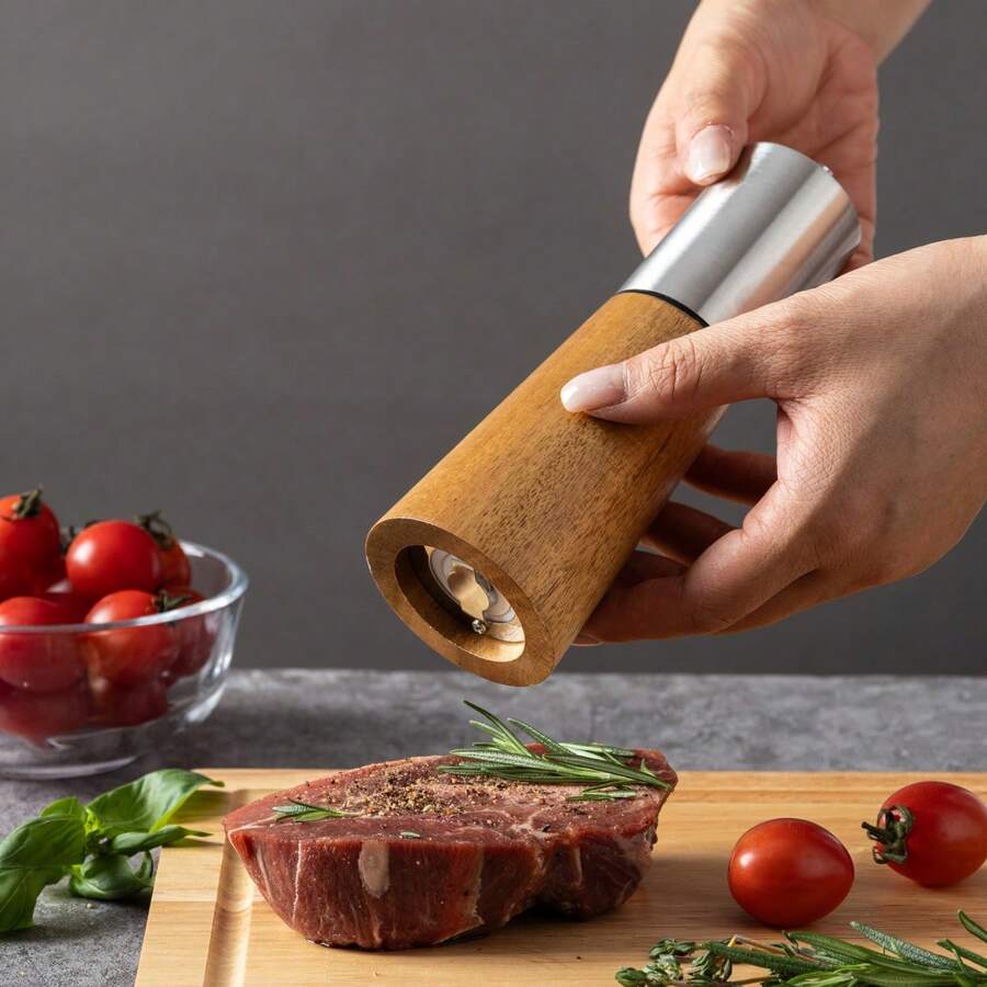 1 件/2 件/3 件手动不锈钢胡椒研磨器和盐多功能研磨器，木胡椒，家用厨房工具 - 彩色 - 查看 1