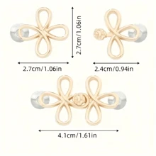 1/2 对金属无缝带扣腰带，可拆卸幸运结扣适合牛仔裤和裙子，可调节时尚配饰 - 黑色、金色、银灰色、古铜色 - 彩色 - 查看 12
