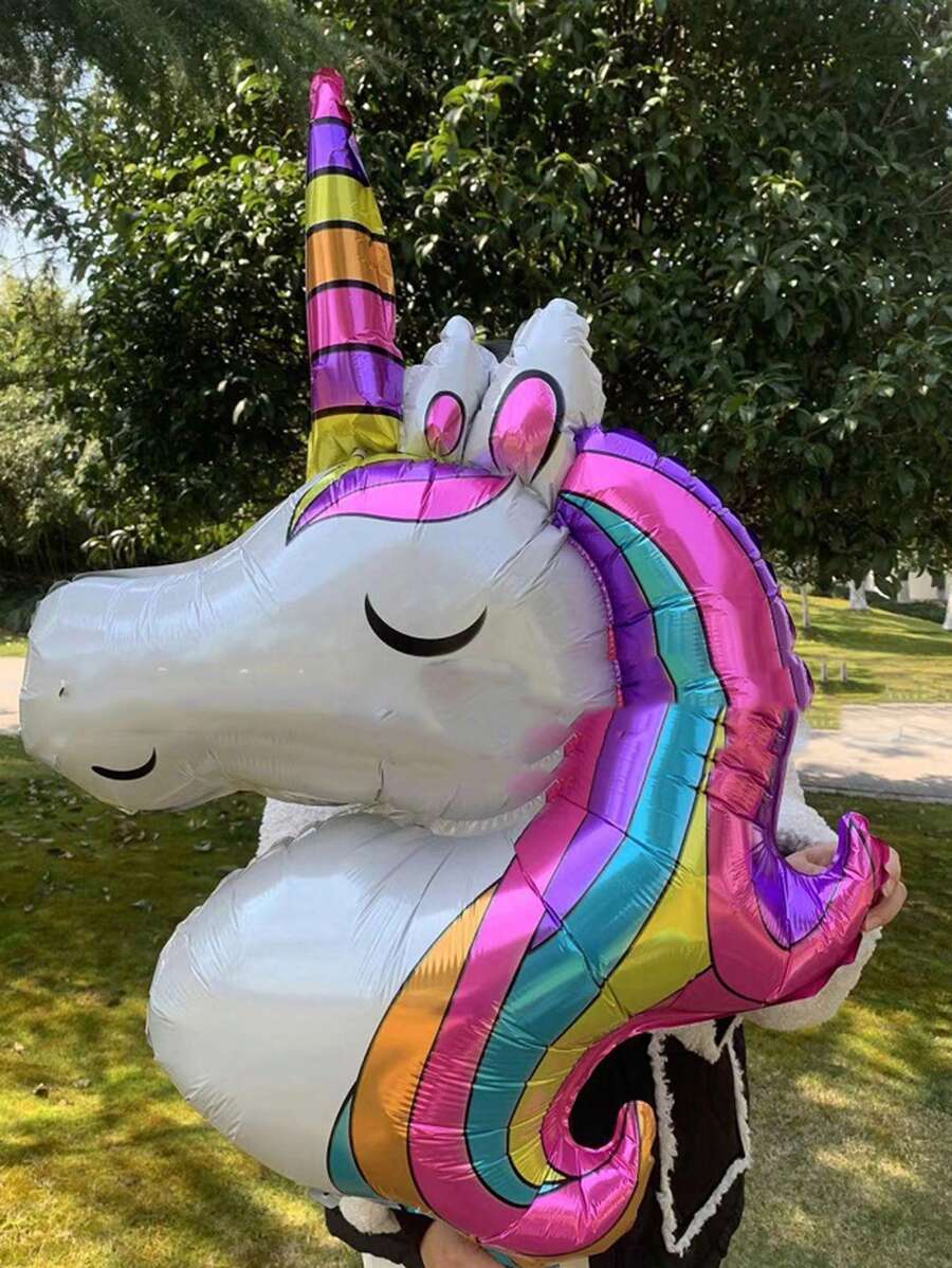 Grande palloncino unicorno colorato in lamina di alluminio da 115cm, decorazione per feste di compleanno - Multicolore - Visualizzare 1