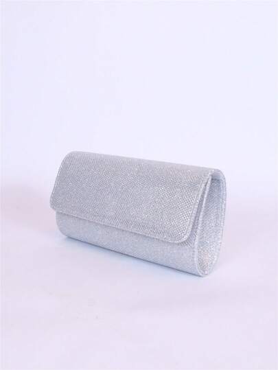 女士纯色闪亮信封手拿包、单肩包、简约、多功能，适合日常购物、聚会、生日派对、婚礼