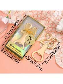 1个不锈钢双色开瓶器，25周年纪念礼盒包装，适合家庭使用、主题派对礼品 - 彩色 - 查看 3