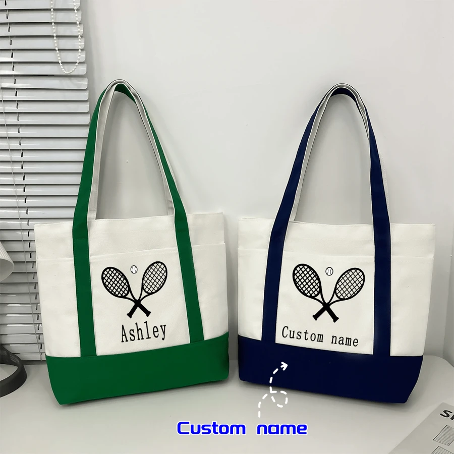 Bolsa de tenis personalizable, bolsa deportiva de lona personalizada, bolsa de parchwork de lona, bolsa de hombro de animadora personalizable, bolsa de gimnasio personalizable