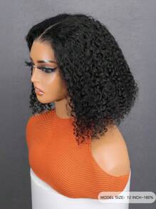 Wear & Go 6x4 Transparent Lace Glueless Kinky Curly Bob Wig 180% Density 8-14 Inch Lace Closure Wigs Natural Black Pre-Plucked & Pre-Cut Daily Use Stylish Beginner Friendly
