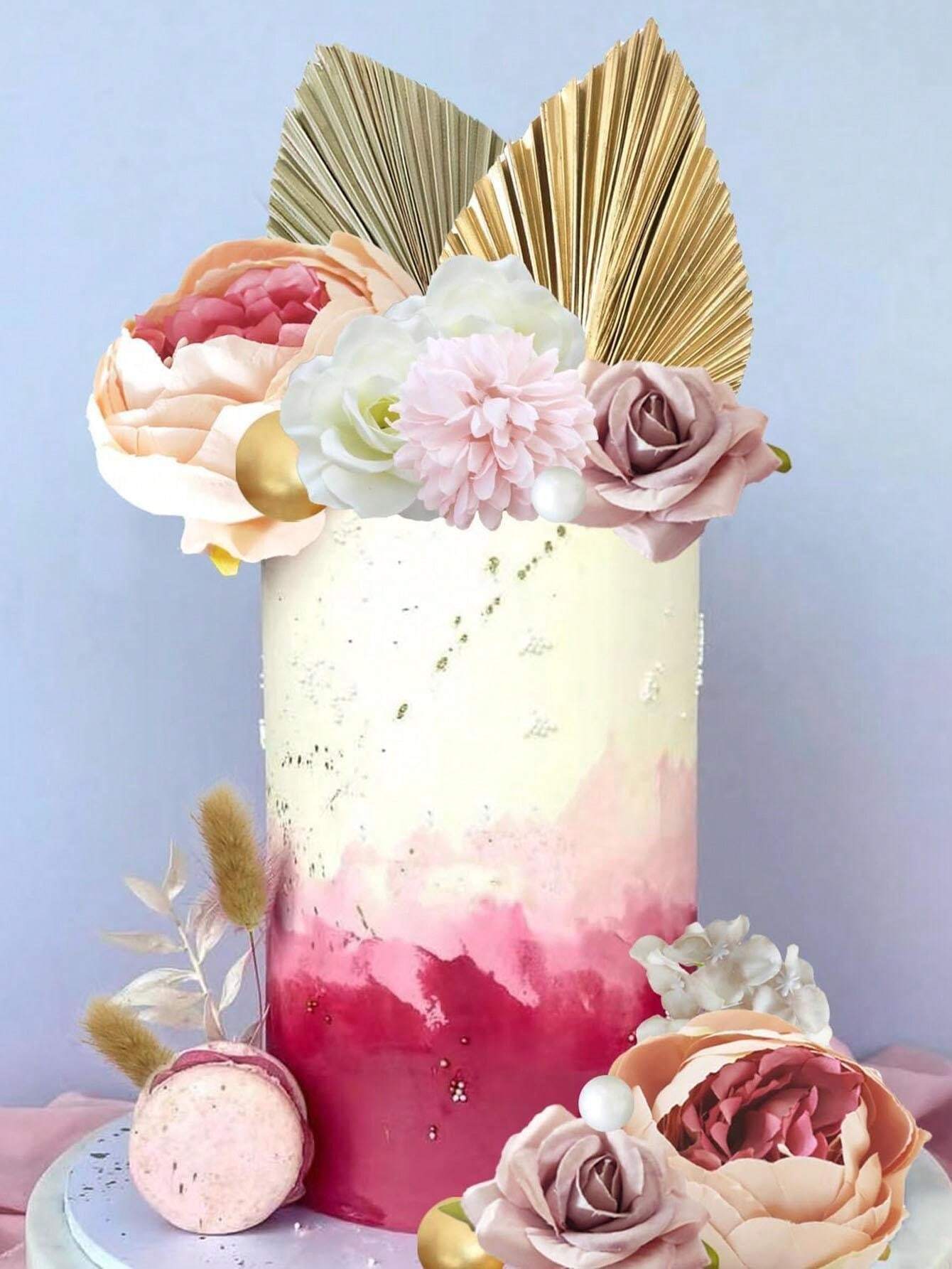 32pcs Or 19pcs Bohemian Style Cake Toppers, Cake Decoration Flowers