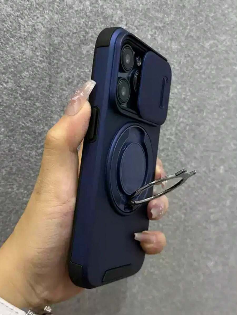 1 件滑动窗口环形支架无线充电手机壳适用于 17 AIR 16 15 14 13 12 11 Pro Max Plus 软硅胶后盖