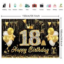 AFYPRTY 1 pieza 100*150cm Fondo de fiesta de 18 cumpleaños con números de strass, fondo de poliéster negro y dorado, accesorio fotográfico, decoración de fiesta de cumpleaños 16, 30, Navidad - Multicolor - Ver 4