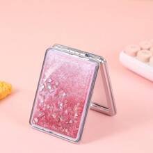 1PC Compact Mirror,Makeup Mirror/Cosmetic Mirror,Glitter Makeup Mirror,Foldable Mirror,Travel Makeup Mirror,Travel Mirror,Portable Mirror,Round/Square Models Available,For Travel At Home Or On-The-Go,For Women & Girl