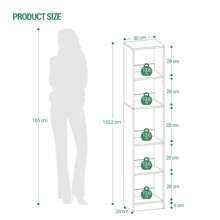 HEXCELEN Bibliothèque, Étagère De Rangement, Meuble, Cube, Pour Salon, Bureau, Chambre, Style Scandinave, 24 X 30 X 153.2 Cm, Blanc - 白色 - 查看 7