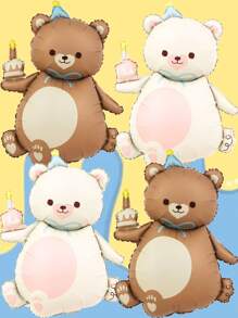 2/4 件可爱熊铝箔气球适合婚礼、生日、情人节派对装饰 - 彩色 - 查看 4