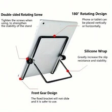 1 件折叠式桌面冷却支架，适用于 iPad/平板电脑/手机，360° 可旋转懒散支架，带铁丝 - 彩色 - 查看 2