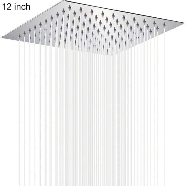 12 In Stainless Steel Ultra-Thin Square High Pressure Rainfall Shower Head