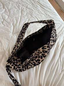 2024新款秋冬棕色帆布豹纹斜挎包大容量单肩包时尚休闲女士日常通勤包 - 棕色 - 查看 9