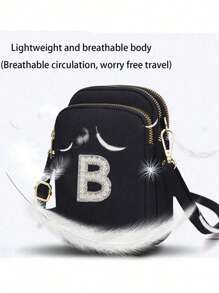 1pc Leisure And Fashion Crossbody Walking Bag With Mobile Phone Cloth Bag Vertical Coin Purse For Girl, Travel, Back To School, Gifts(Alphabet Diy Handmade Bag!!!)