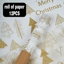 TIMBLESSING 10 PIÈCES/12 PIÈCES Rouleaux de papier cadeau de Noël, papier fin sans pli, avec des designs incluant le renne, le sapin de Noël, le flocon de neige, en couleurs or et argent. Convient pour Noël, Nouvel An, Saint-Valentin, fêtes, cadeaux, décorations, etc.