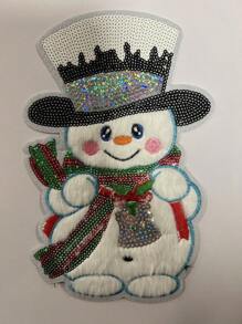 1 pz Parche Bordado Termoadhesivo Muñeco de Nieve - Multicolor - Ver 1