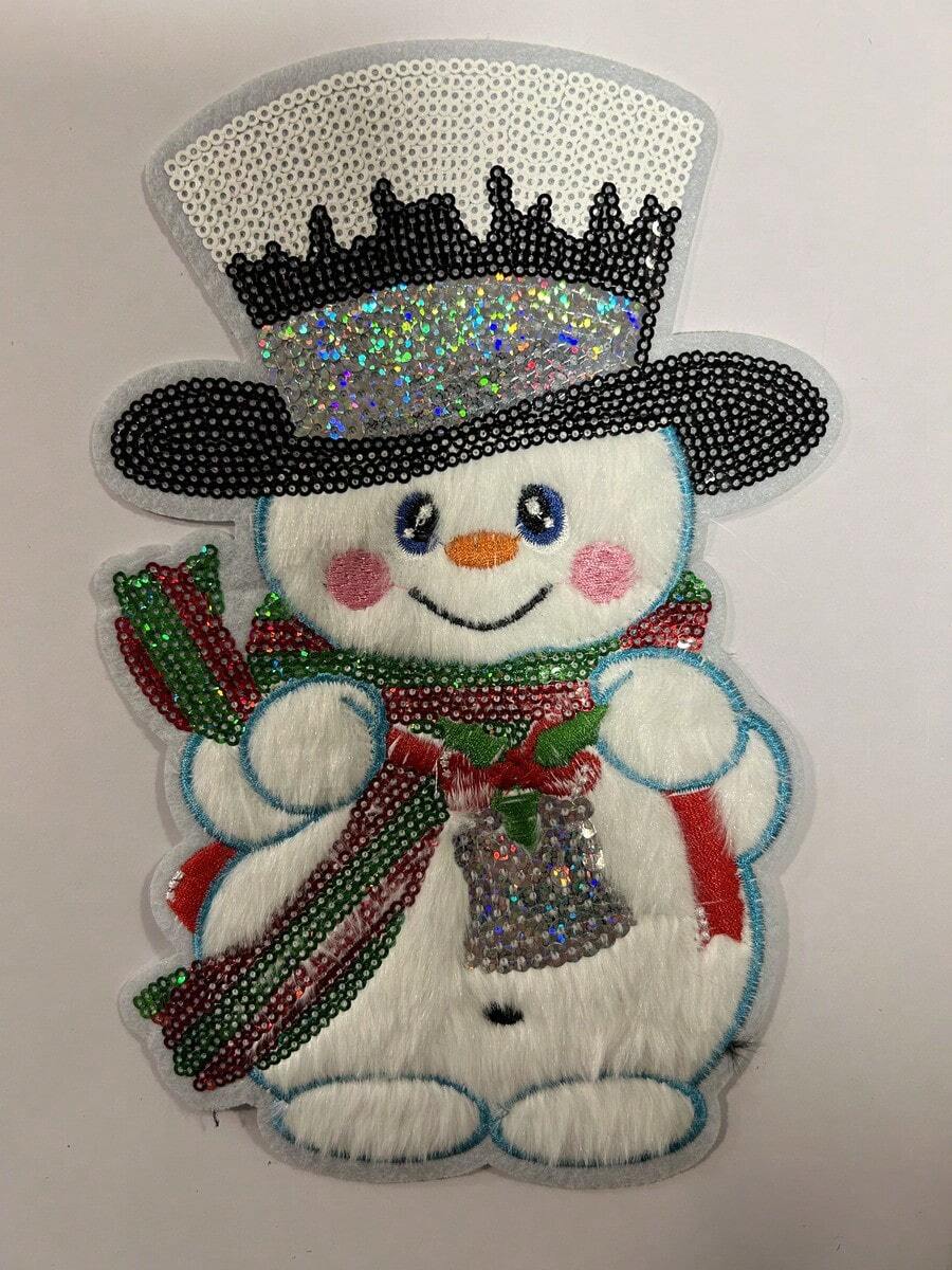1 pz Parche Bordado Termoadhesivo Muñeco de Nieve - Multicolor - Ver 1