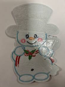 1 pz Parche Bordado Termoadhesivo Muñeco de Nieve - Multicolor - Ver 2