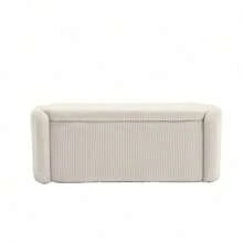 COOLMORE Storage Ottoman,Bedroom End Bench,Upholstered Fabric Storage Ottoman With Safety Hinge, Entryway Padded Footstool, Ottoman Bench For Living Room & Bedroom (Beige),ChicFurnish8 Back To School Dormitory Storage