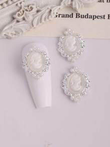 10 Pieces, Small Oval Nail Decorations, 3D Girl Nail Accessories, Personalized Cat Eye Nail Accessories, Gold Silver Black Pearl Nail Ornaments, Personalized Nails, Suitable For Nail Salons And Personal Use