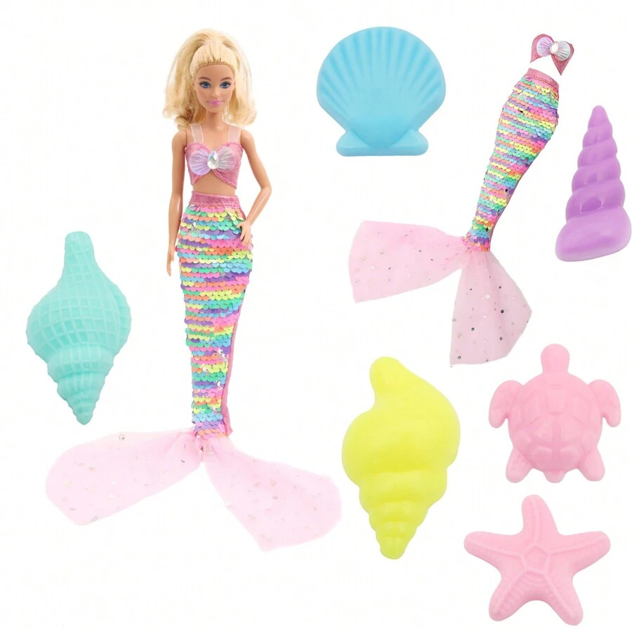 Váy đuôi cá xinh đẹp, Quà tặng đại dương, Vỏ sò bí ẩn, Cùng nhau phiêu lưu (Không bao gồm búp bê, Màu phụ kiện ngẫu nhiên) Phù hợp với búp bê 11,5 inch - Nhiều màu - Xem 1