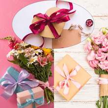 Rollo De Listón Satinado Ancho 40mm Largo 90m Multicolores, Bellamente empaquetado, fácil de usar y evita manchas. El color es vivo y verdadero, se puede lavar a máquina y no se desvanece. - Burdeos - Ver 3