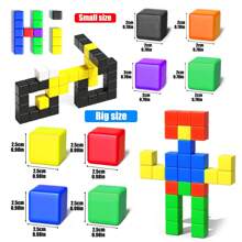 Magnetic Blocks For Boys Girls, Big Size And Small Magnetic Cube Sensory Gift, Preschool Educational Building Blocks Set, Christmas, Halloween Gifts, Random Color