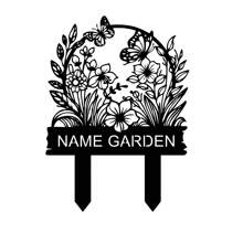 1pc Custom Metal Garden Sign, Flower Sign With Stakes, SunFlower Sign With Stakes, Personalized Garden Name Sign, Lawn Signs, Outdoor Metal Sign, Garden Decor, Garden Gift - Black - View 13