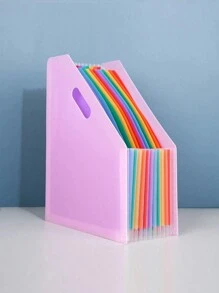 1pc Diagonal Vertical Folder, A4 Large Capacity Paper Storage And Arrangement Of Data Bag Organ Bag Telescopic Storage Folder - one-size - View 10