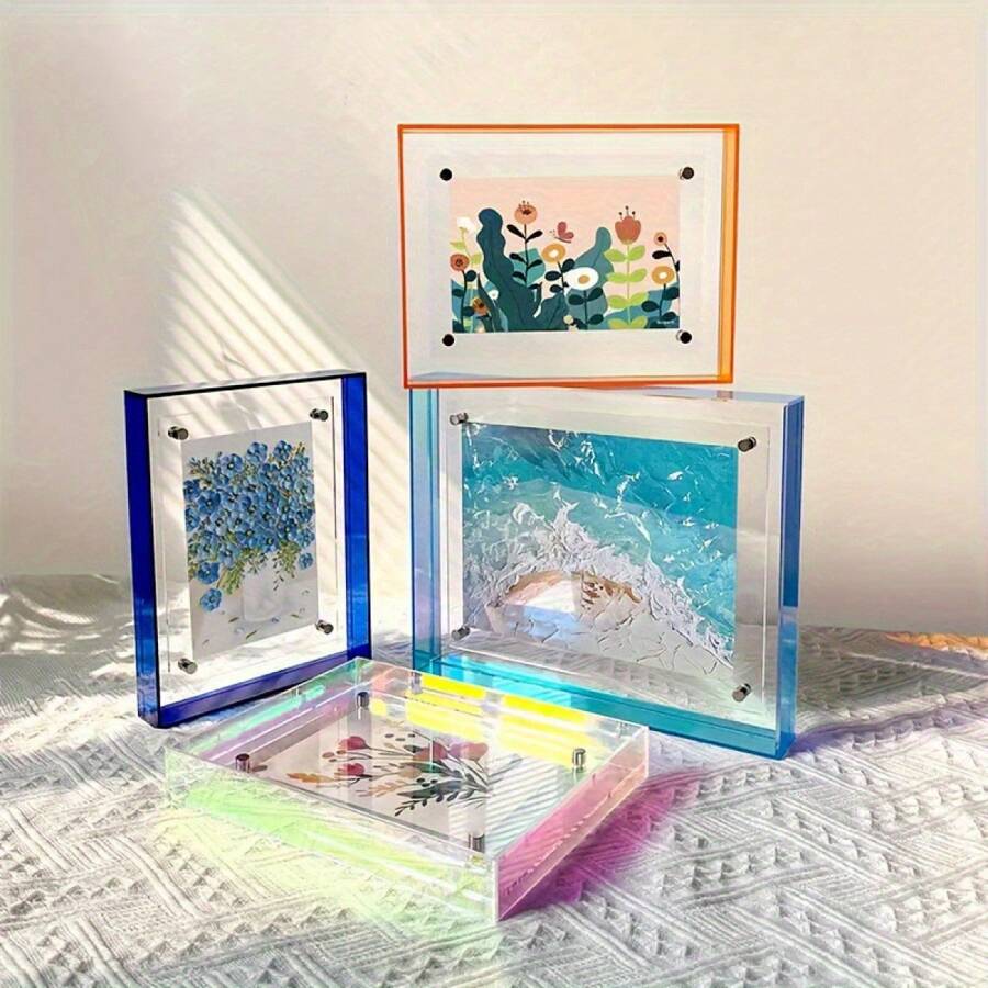 1 Piece HD Acrylic Photo Frame - Standing Type, High Quality PMMA Material, Transparent Photo Display Stand, Essential For Home Decoration, Suitable For Offices, Workbenches, Living Rooms, Centerpieces, Room Decor Home Decoration Desk, Ideal Choice For Birthday Gifts Graduation